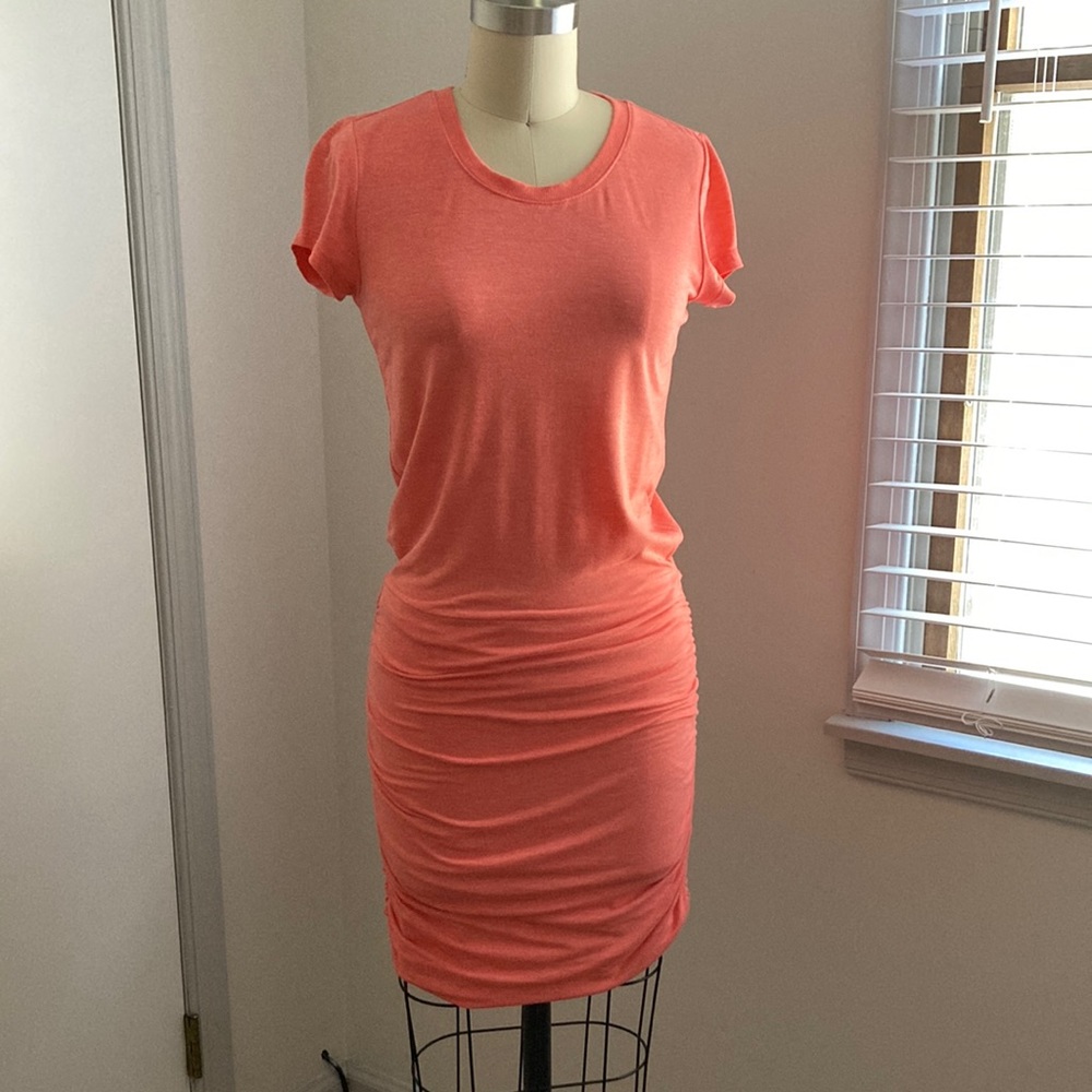 Athleta Coral Heather Super Soft Ruched T-Shirt Dress